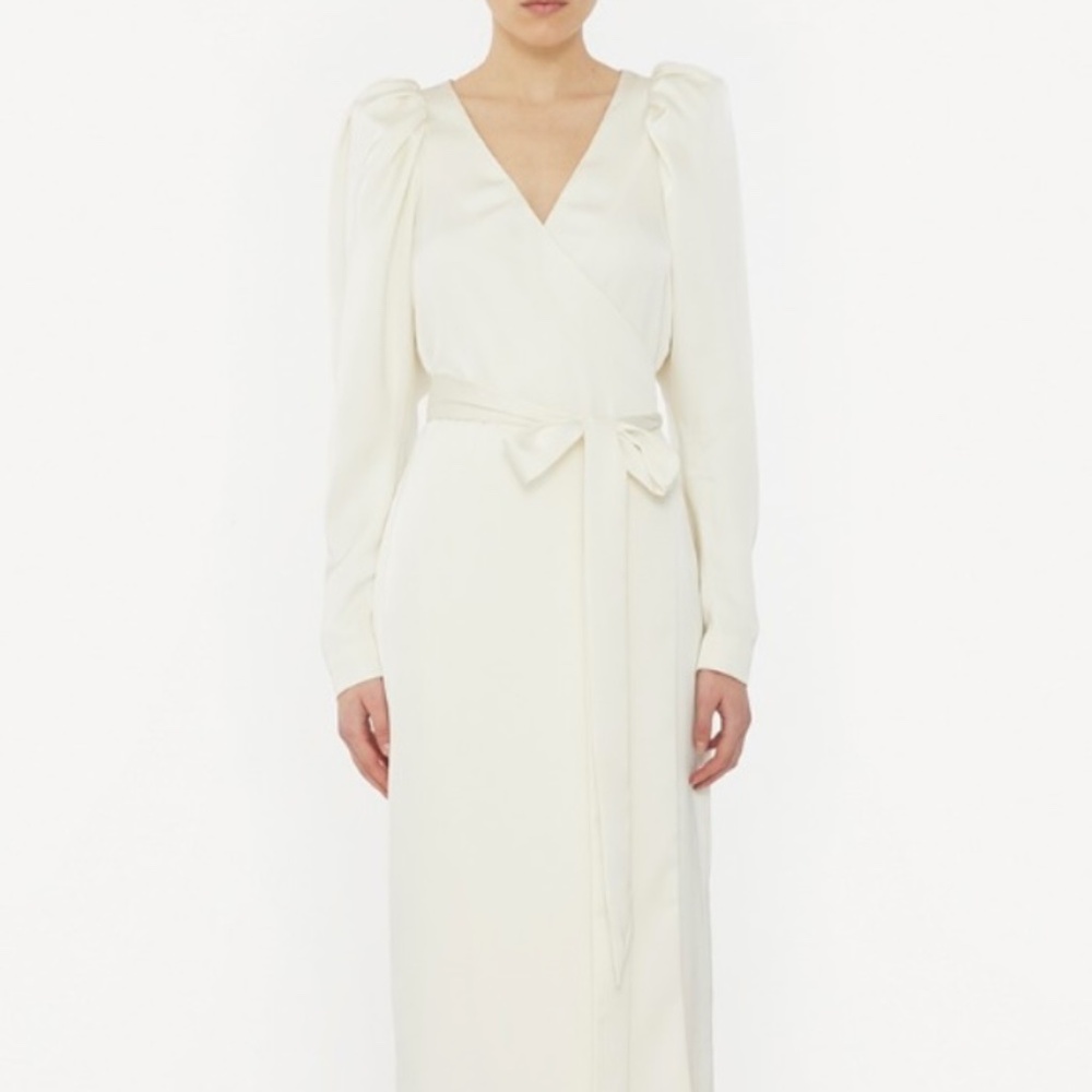 Satin Wrap Midi Dress- ROTATE